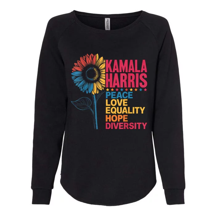 Kamala Harris Peace Love Equality Hope Diversity Womens California Wash Sweatshirt