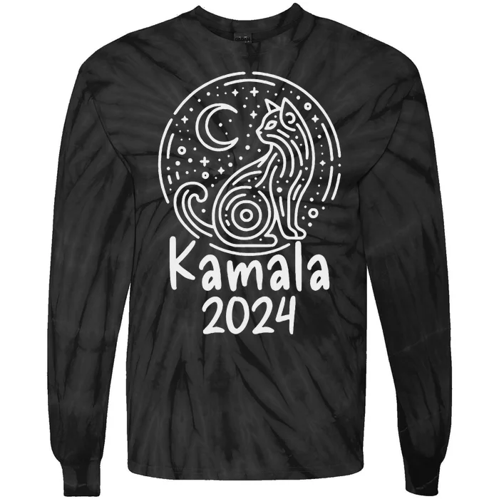 Kamala Harris President 2024 Catlady Tie-Dye Long Sleeve Shirt