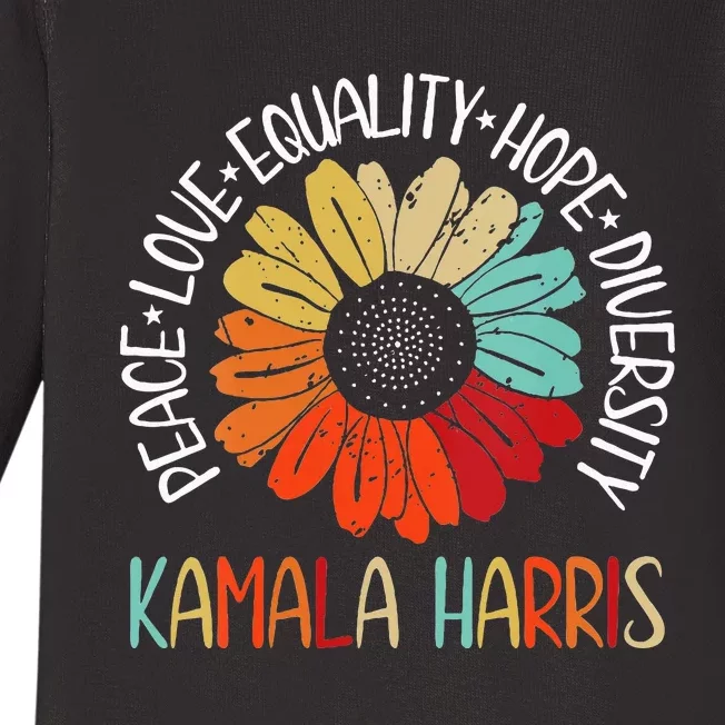 Kamala Harris Peace Love Equality Hope Diversity Baby Long Sleeve Bodysuit