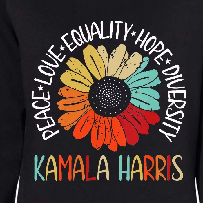 Kamala Harris Peace Love Equality Hope Diversity Womens California Wash Sweatshirt