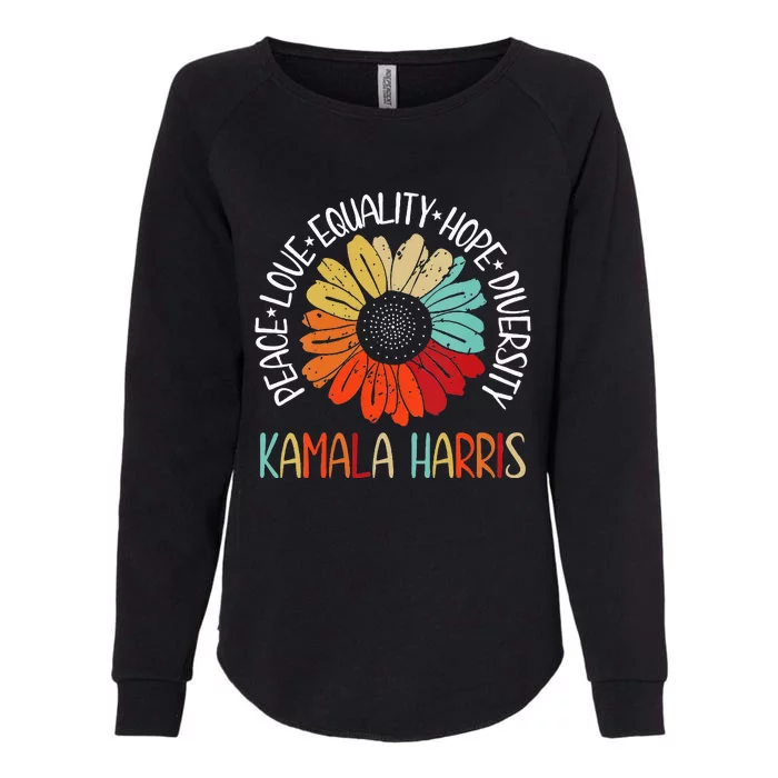 Kamala Harris Peace Love Equality Hope Diversity Womens California Wash Sweatshirt