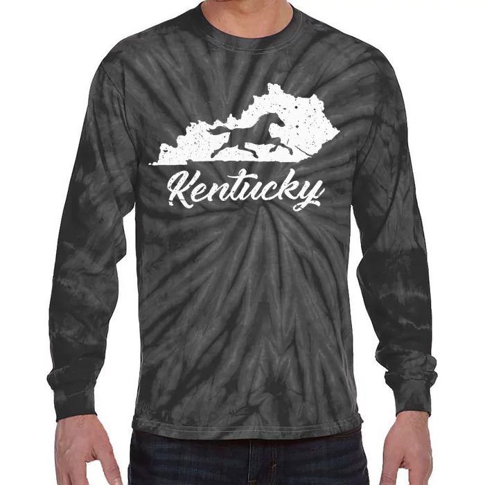 Kentucky Horse Park I Map State Horse Racing Tie-Dye Long Sleeve Shirt