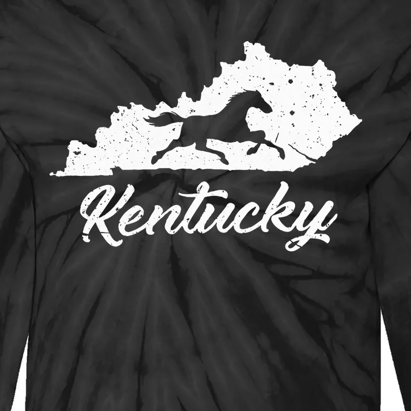 Kentucky Horse Park I Map State Horse Racing Tie-Dye Long Sleeve Shirt