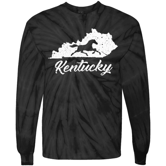 Kentucky Horse Park I Map State Horse Racing Tie-Dye Long Sleeve Shirt