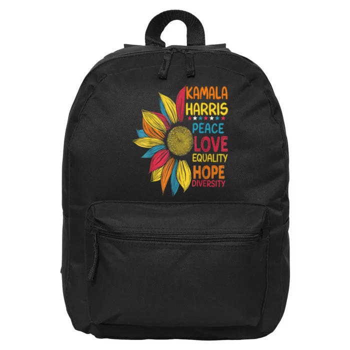 Kamala Harris Peace Love Equality Hope Diversity 16 in Basic Backpack