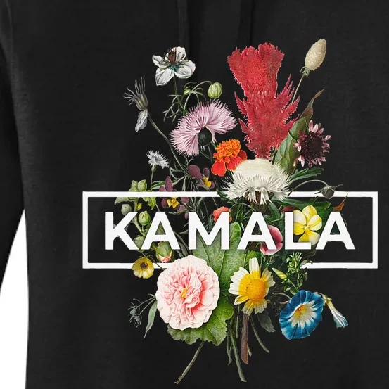 Kamala Harris Pretty Floral Flowers For Women Harris 2024 Women's Pullover Hoodie