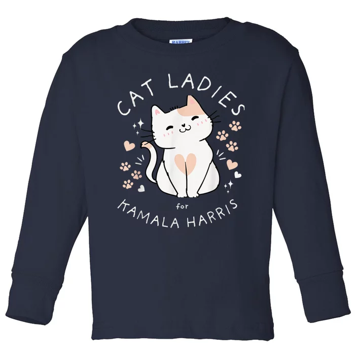 Kamala Harris Project Coconut Tree For President Cat Ladies For Kamala Harris Toddler Long Sleeve Shirt