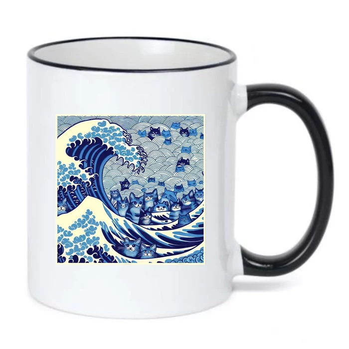 Kamala Harris President 2024 Blue Cats Wave For Kamala Funny Cat Lady Black Color Changing Mug