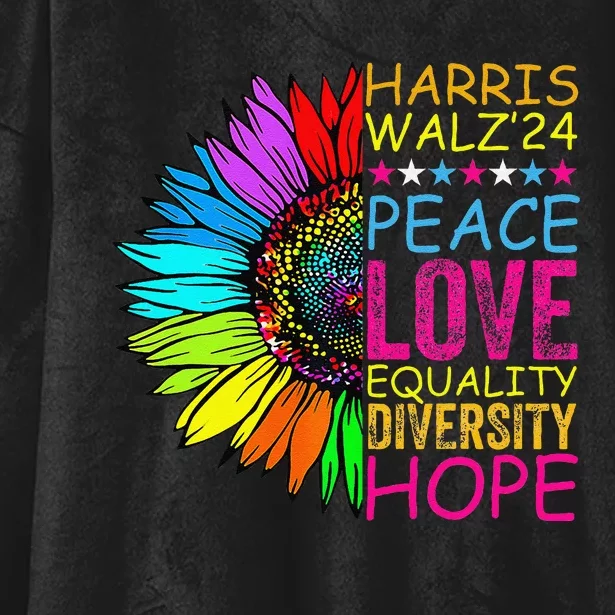 Kamala Harris Peace Love Equality Hope Diversity Hooded Wearable Blanket