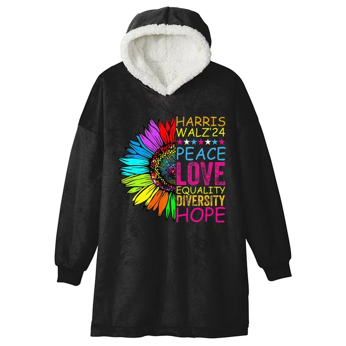 Kamala Harris Peace Love Equality Hope Diversity Hooded Wearable Blanket