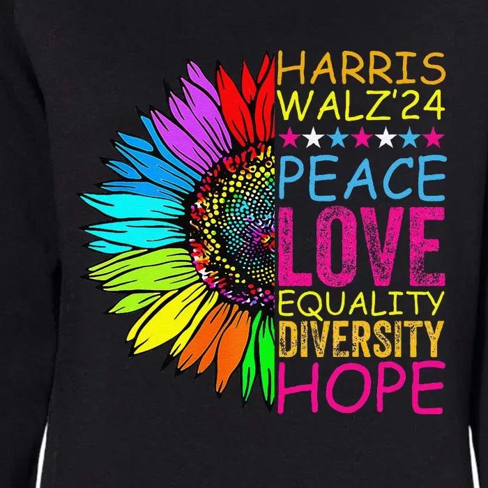 Kamala Harris Peace Love Equality Hope Diversity Womens California Wash Sweatshirt