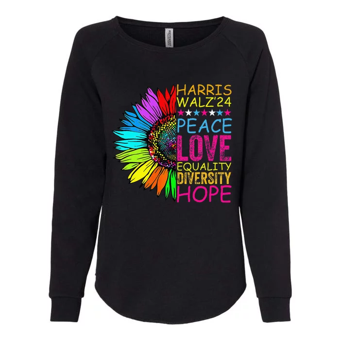 Kamala Harris Peace Love Equality Hope Diversity Womens California Wash Sweatshirt