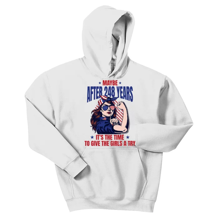 Kamala Harris President 2024 Strong American Woman Equality Kids Hoodie