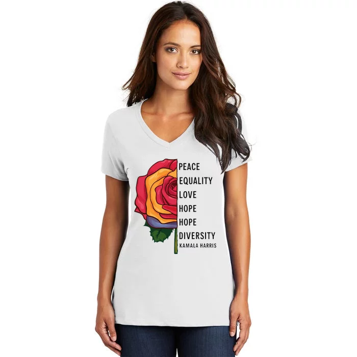 Kamala Harris Peace Love Equality Hope Diversity Women's V-Neck T-Shirt