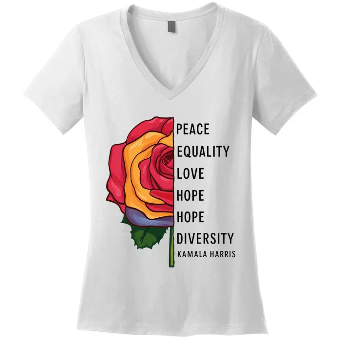 Kamala Harris Peace Love Equality Hope Diversity Women's V-Neck T-Shirt