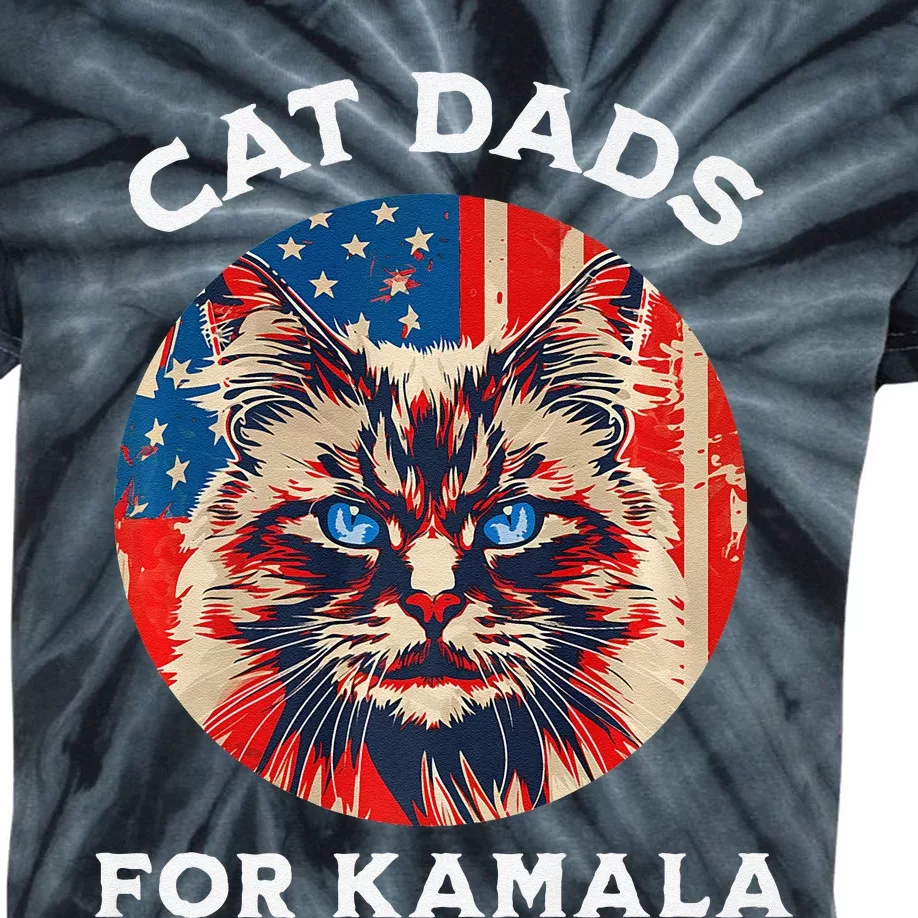 Kamala Harris President 2024 Cat Dads Cat Daddies Gift Kids Tie-Dye T-Shirt