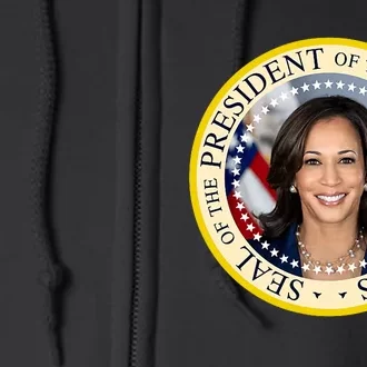 Kamala Harris Presidential Seal Portrait Full Zip Hoodie