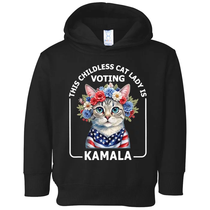 Kamala Harris Presiden 2024 Childless Cat Lady Madam Toddler Hoodie