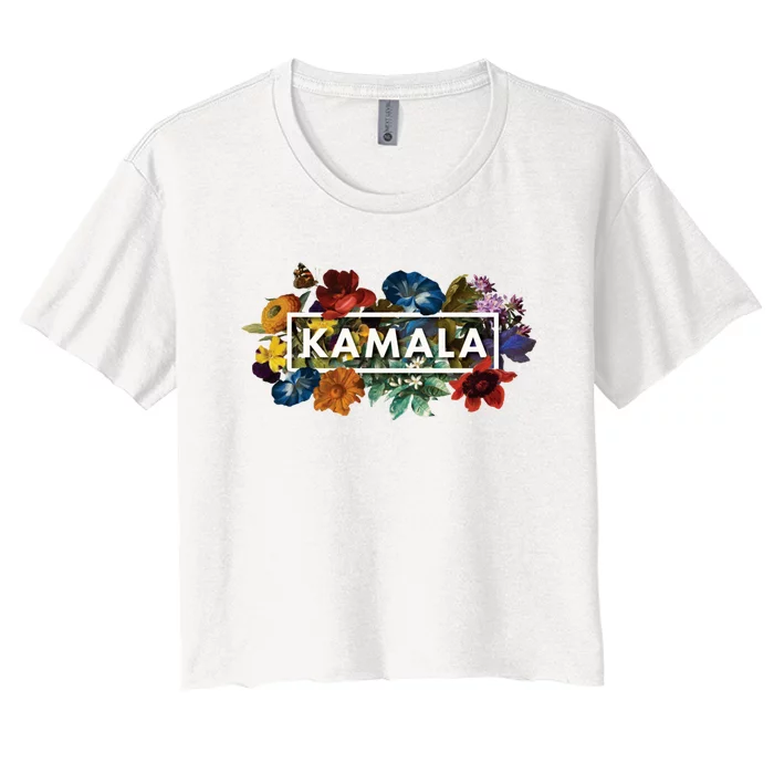 Kamala Harris Pretty Floral Flowers For Women Harris 2024 Women's Crop Top Tee