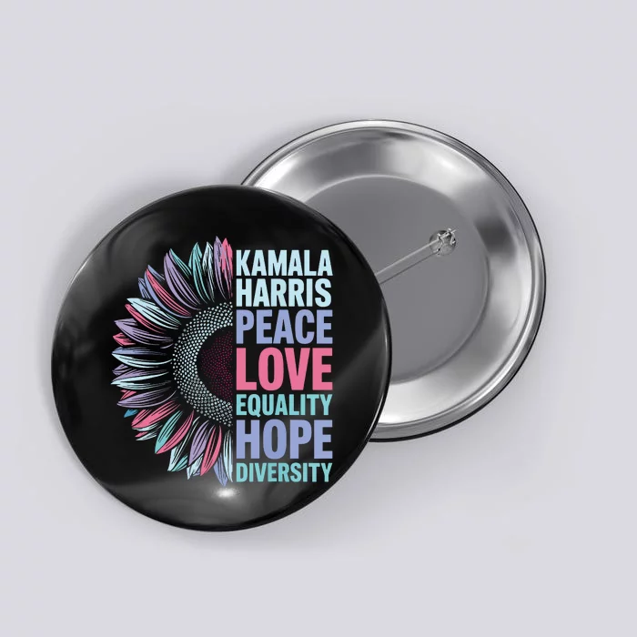 Kamala Harris Peace Love Equality Hope Diversity Button