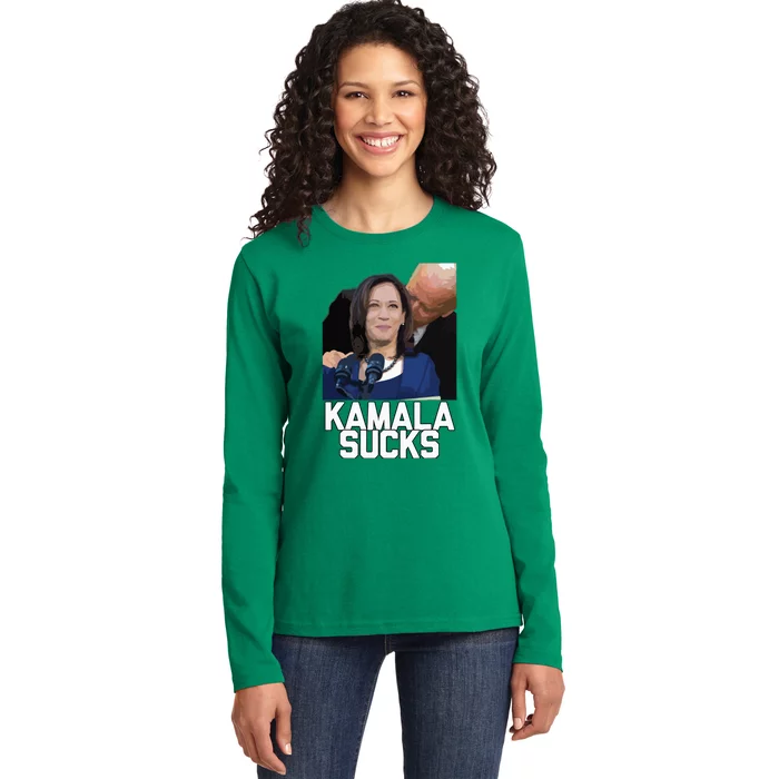 Kamala Harris President Election 2024 Trump Halloween Ladies Long Sleeve Shirt