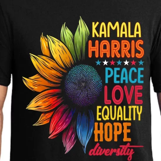 Kamala Harris Peace Love Equality Hope Diversity 2024 Pajama Set