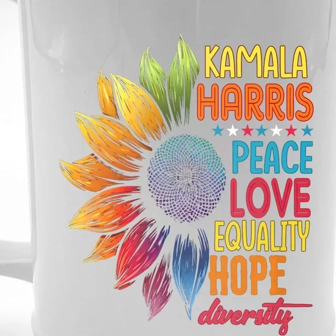 Kamala Harris Peace Love Equality Hope Diversity 2024 Front & Back Beer Stein