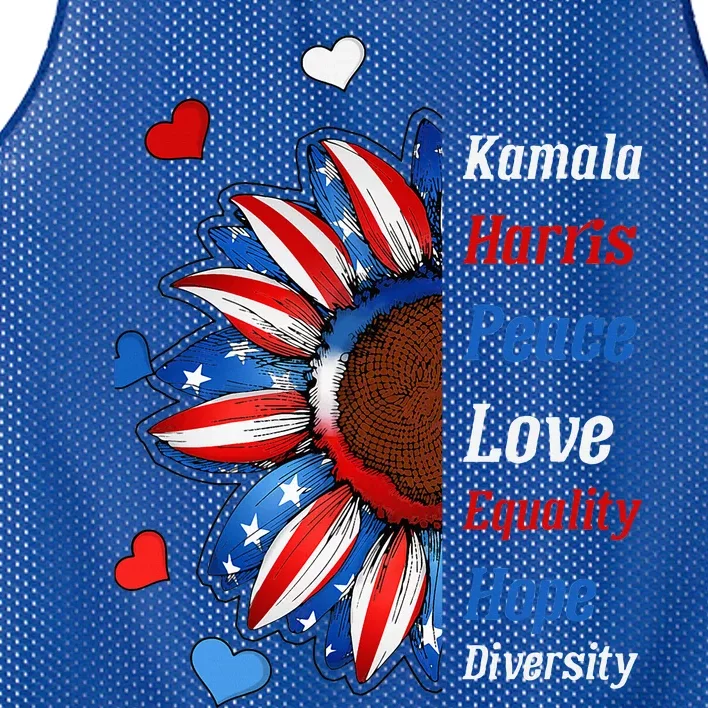 Kamala Harris Peace Love Equality Hope Diversity Mesh Reversible Basketball Jersey Tank