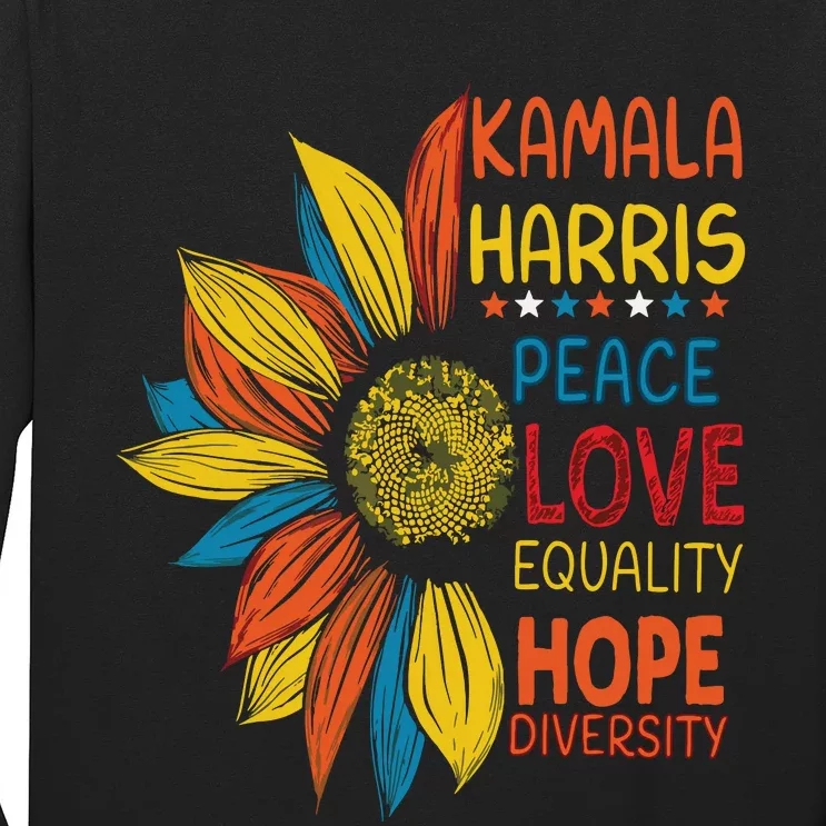 Kamala Harris Peace Love Equality Hope Diversity Long Sleeve Shirt