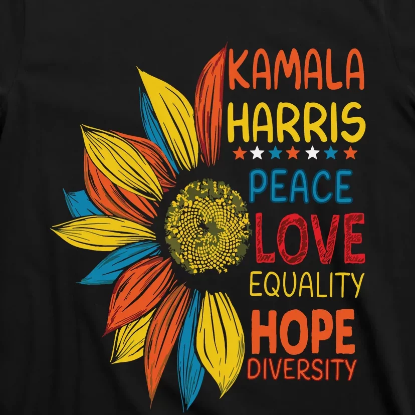 Kamala Harris Peace Love Equality Hope Diversity T-Shirt