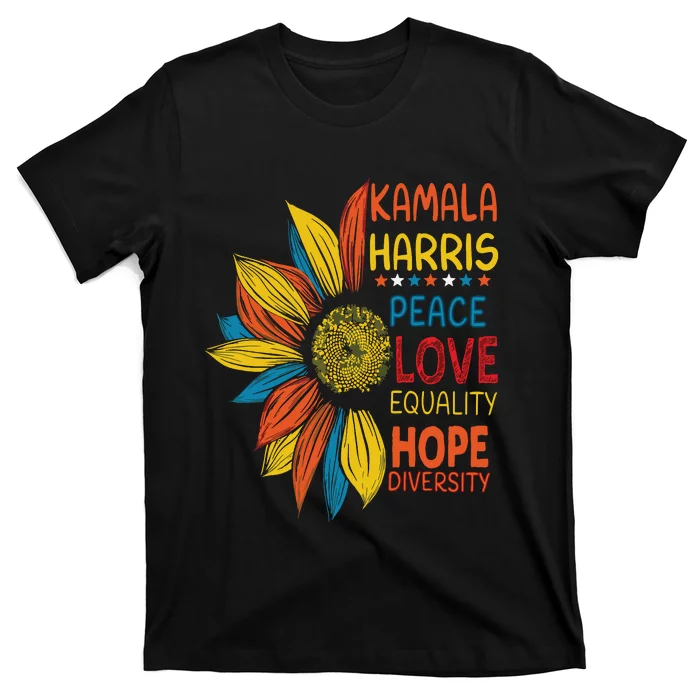 Kamala Harris Peace Love Equality Hope Diversity T-Shirt