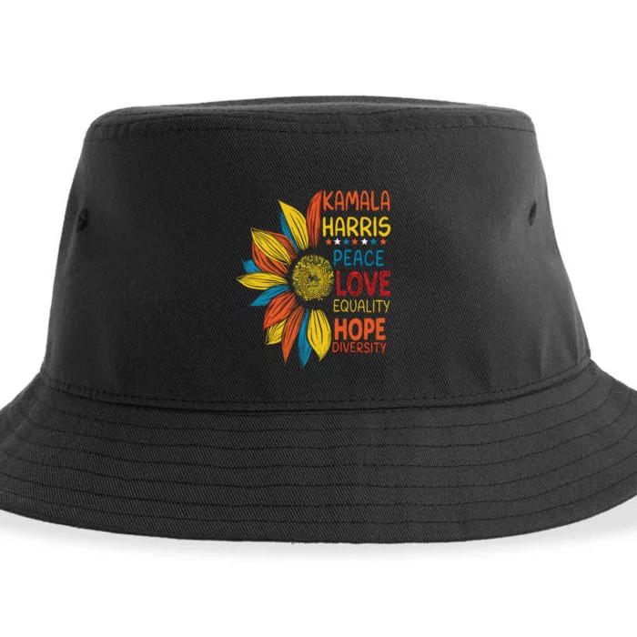 Kamala Harris Peace Love Equality Hope Diversity Sustainable Bucket Hat