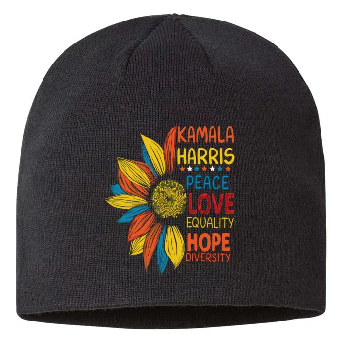 Kamala Harris Peace Love Equality Hope Diversity 8 1/2in Sustainable Knit Beanie