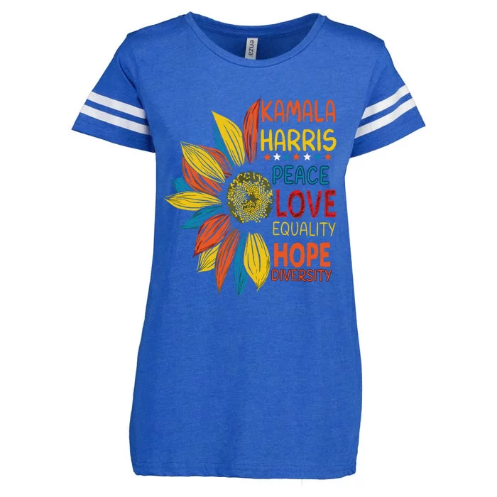 Kamala Harris Peace Love Equality Hope Diversity Enza Ladies Jersey Football T-Shirt