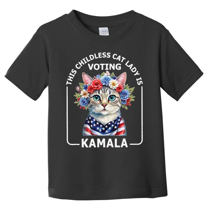 Kamala Harris Presiden 2024 Childless Cat Lady Madam Toddler T-Shirt