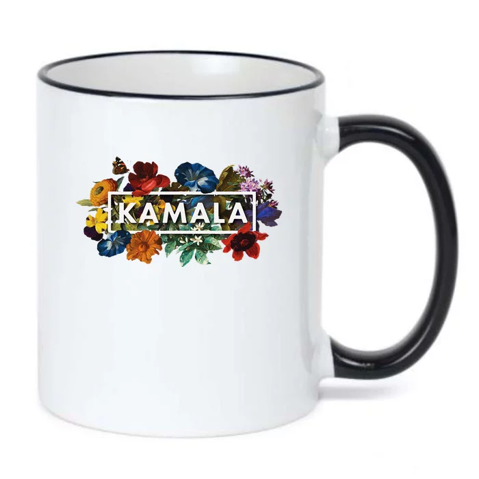 Kamala Harris Pretty Floral Flowers Harris 2024 Black Color Changing Mug