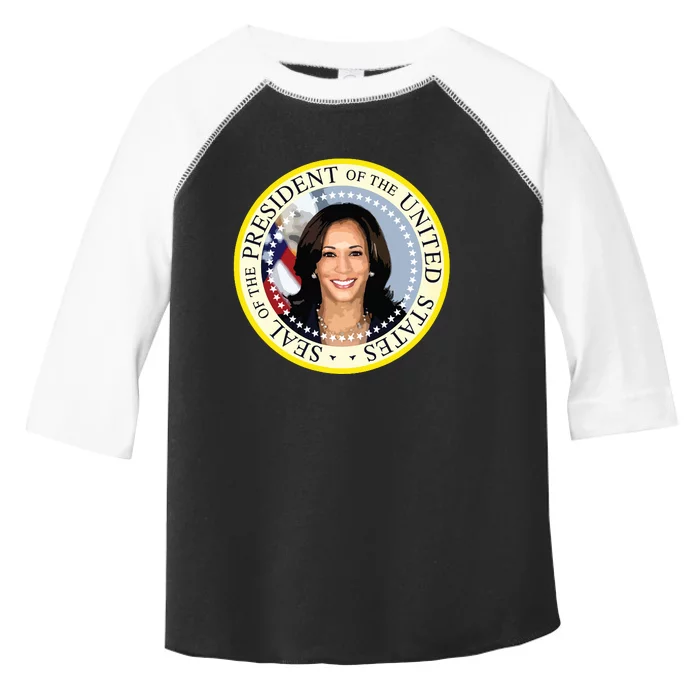 Kamala Harris Presidential Seal Portrait Toddler Fine Jersey T-Shirt