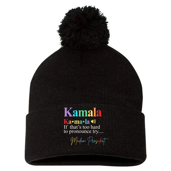 Kamala Harris Pronunciation Madam President Pom Pom 12in Knit Beanie