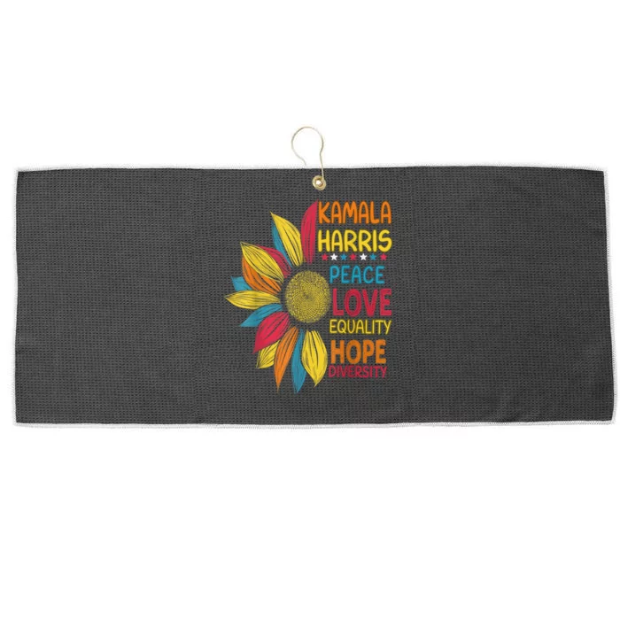 Kamala Harris Peace Love Equality Hope Diversity Large Microfiber Waffle Golf Towel