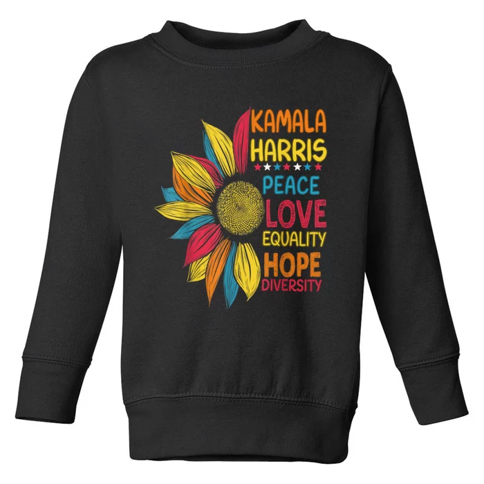 Kamala Harris Peace Love Equality Hope Diversity Toddler Sweatshirt