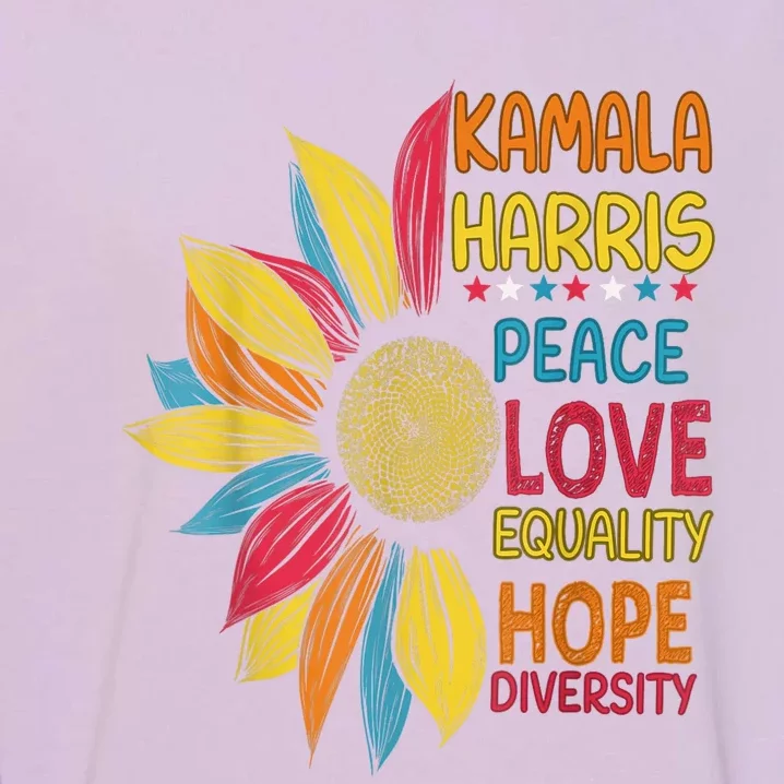 Kamala Harris Peace Love Equality Hope Diversity Garment-Dyed Sweatshirt