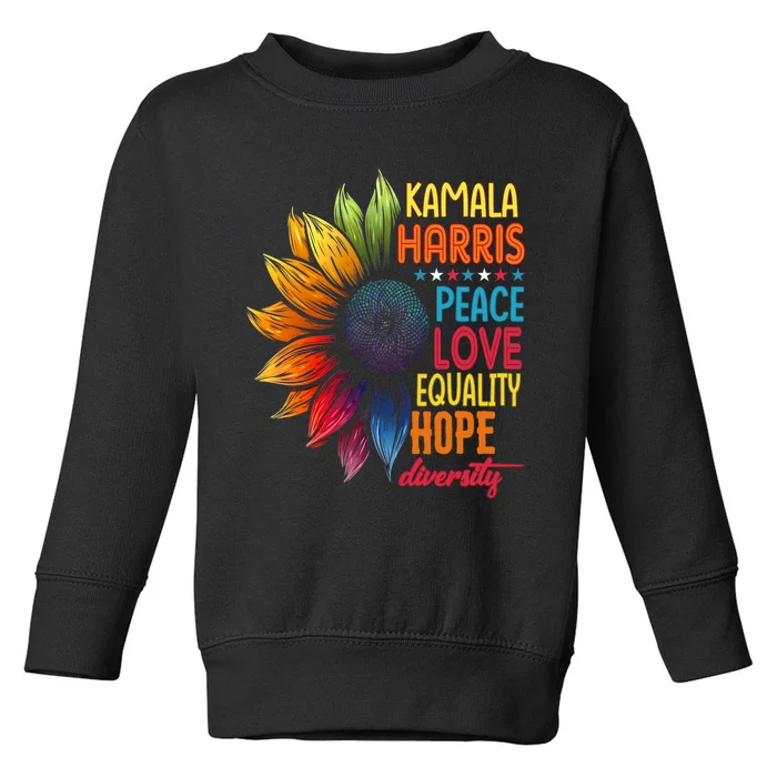 Kamala Harris Peace Love Equality Hope Diversity Toddler Sweatshirt