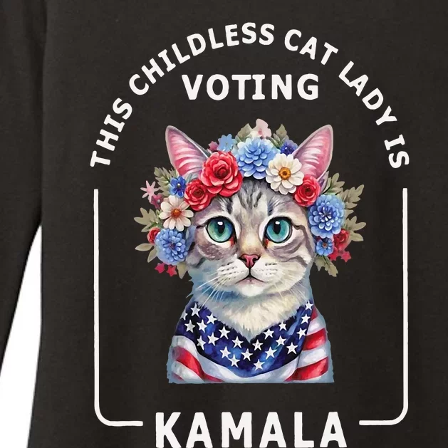 Kamala Harris Presiden 2024 Childless Cat Lady Madam Womens CVC Long Sleeve Shirt