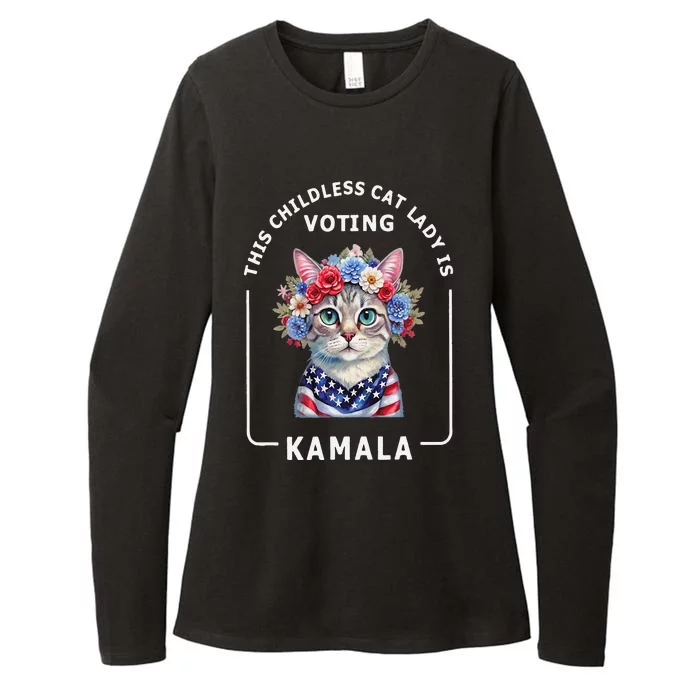 Kamala Harris Presiden 2024 Childless Cat Lady Madam Womens CVC Long Sleeve Shirt