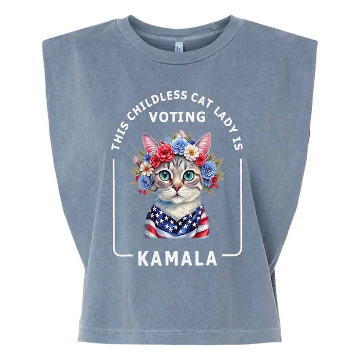 Kamala Harris Presiden 2024 Childless Cat Lady Madam Garment-Dyed Women's Muscle Tee