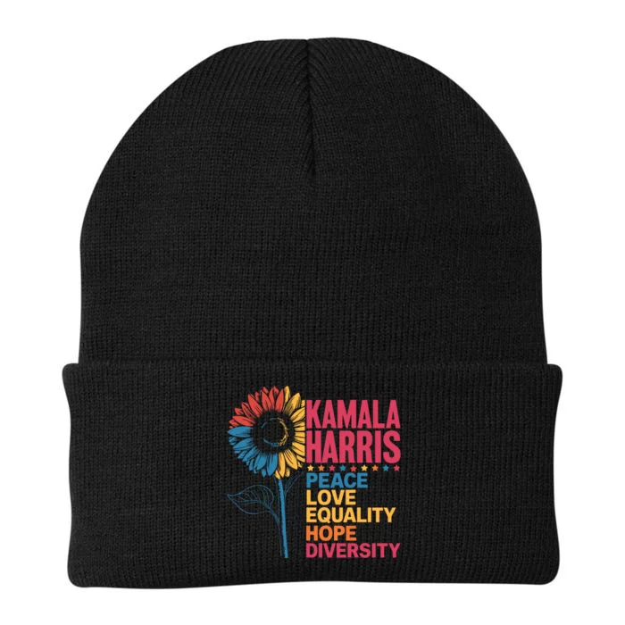 Kamala Harris Peace Love Equality Hope Diversity Knit Cap Winter Beanie