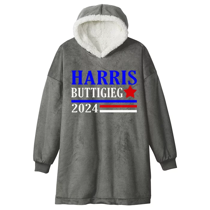 Kamala Harris Pete Buttigieg 2024 Election Democrat Usa 2024 Hooded Wearable Blanket