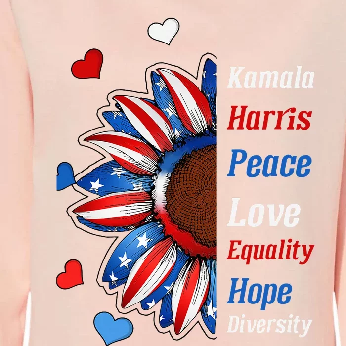 Kamala Harris Peace Love Equality Hope Diversity Womens California Wash Sweatshirt