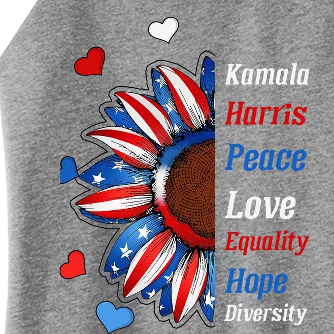 Kamala Harris Peace Love Equality Hope Diversity Women’s Perfect Tri Rocker Tank