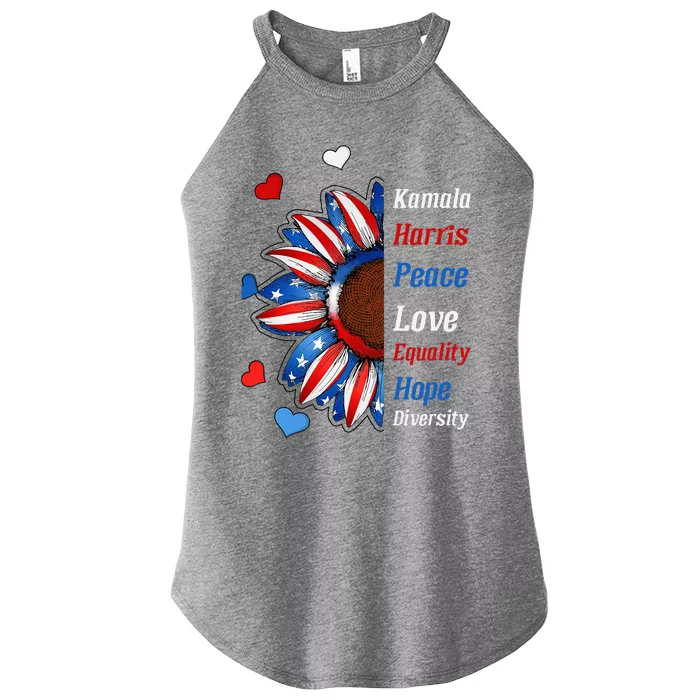 Kamala Harris Peace Love Equality Hope Diversity Women’s Perfect Tri Rocker Tank